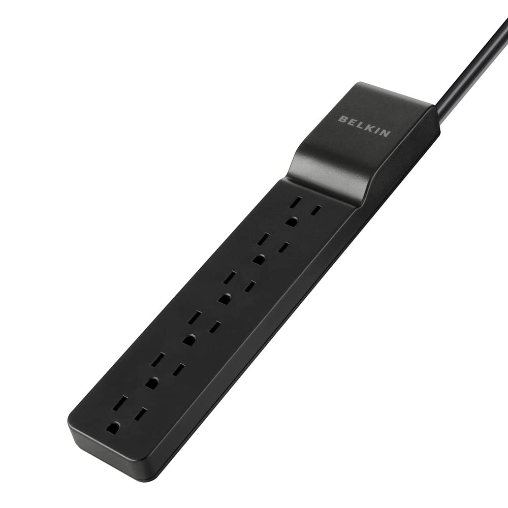Belkin Power Strip Surge Protector with 6 AC Multiple Outlets - Flat Rotating Plug, 6 ft Long Heavy-Duty Extension Cord for Home, Office, Travel, Computer Desktop & Charging Brick (600 Joules) 3PK
