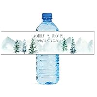 Winter Pines Trees & Mountain Landscapes Wedding Anniversary Engagement Party Water Bottle Labels Birthday Party Easy to Use Self Stick Labels