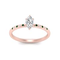 Choose Your Gemstone Thin Bezel Set Scattered Engagement Ring rose gold plated Marquise Shape Side Stone Engagement Rings Minimal Modern Design Birthday Gift Wedding Gift US Size 4 to 12