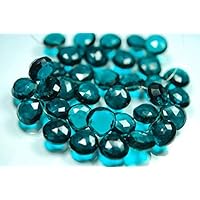 8 Inches Strand, Super Finest, Peacock Blue Quartz Faceted Heart Briolettes, Size 11mm Code-HIGH-3326
