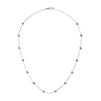 Platinum Diamond Stations Cable Chain Necklace