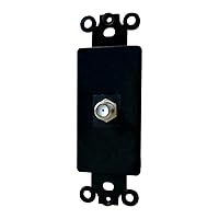 1 Port Coax Cable Wall Plate Insert - Coaxial Keystone Jack Decora Cover Plate for Midsize/Oversize Decorator Wallplate - Black