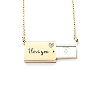 Flower island Painting Letter Envelope Necklace Pendant Jewelry