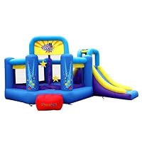 Bounceland Pop Star Inflatable Bounce House Bouncer, Large Bouncing Area with Long Slide, Climbing Wall, Basketball Hoop, UL 1HP Blower Included, 15 ft x 13 ft x 8.3 ft H, Pop Star Kids Party Theme