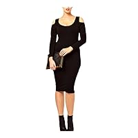 Plus Size Off Shoulder Bodycon Dress Women Long Sleeve Solid Midi Pencil Party Dress