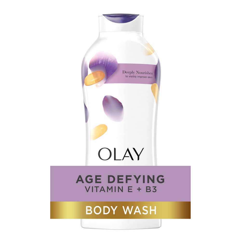 Olay Age Defying Body Wash with Vitamin E & B3 Complex, 22 Fl Oz (Pack of 4) for Moisturizing