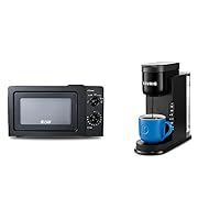 COMMERCIAL CHEF 0.6 Cubic Foot Microwave with 6 Power Levels, Small Microwave & Keurig K-Express Coffee Maker, Single Serve K-Cup Pod Coffee Brewer, Black, 12.8” L x 5.1” W x 12.6”