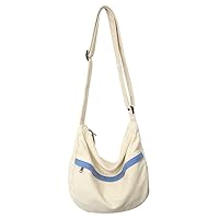 Canvas Messenger Bag Hobo Crossbody Bag for Women Shoulder Tote Handbag Vintage Aesthetic Travel Work