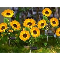 Solar Outdoor Lights Garden Decor, 2023 Upgraded 3 Pack Solar Garden Lights with 9 Realistic Sunflower Lights, Waterproof Outdoor Solar Lights for Yard Garden Decorations - Bright All Night
