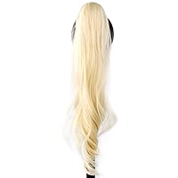 Synthetic Flexible Wrap Around Ponytailtail 32Inches Frosted Length Ponytailtail Extensions Blonde Hairpieces For Women #613 32inches