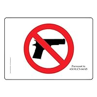 ComplianceSigns.com Illinois No Firearms Pursuant To 430 Ilcs 66/65 Graphic Safety Label Decal, 6x4 inch Vinyl for Alcohol/Drugs/Weapons