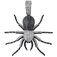 1.00 CT Round Cut Black and White Diamond Men's Animal Spider Charm Pendant Real 925 Sterling Silver for Father's Day