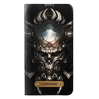RW1027 Hardcore Metal Skull PU Leather Flip Case Cover for iPhone 11 Pro with Personalized Your Name on Leather Tag