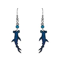Shark Sea Animal Graphic Dangle Earrings - Womens Fashion Handmade Jewelry Tropical Accessories