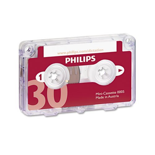 Philips Audio & Dictation Mini Cassette, 30 Minutes (15 x 2), 10/Pack