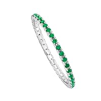 925 Sterling Silver Natural Emerald Gemstone Silver Jewelry Gift For Her Eternity Band Ring