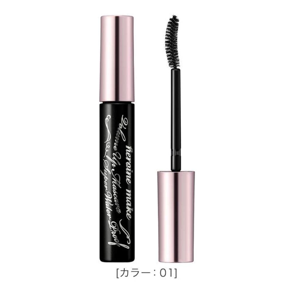 HEROINE MAKE by KISSME Volume UP Mascara Super Waterproof WP 01 Black | with Ultra Volumizing for Even Long-Lasting and Curl Eyelash for Women