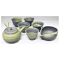 Tokoname Pottery Kyusu Teaset : HAKUZAN - 1pot,1bowl,5yunomi cups w wooden box [Standard ship by EMS: with Tracking & Insurance]