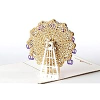 Cards Ferris Wheel 3D Pop Up Greeting Card -Just Because, Love, Fun, Valentine's Day, Grandparents Day, Friendship, All Occasion (Gold)