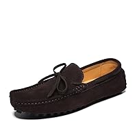 Men's Loafers Suede Leather Moccasins Driving Loafers Boat Shoes Simple Lightweight Anti-Slip Comfortable Casual Slip On (Color : Brown, Size : 8.5)