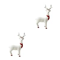 BESTOYARD 2pcs Standing Reindeer Statues Xmas Home Decor Winter Holiday Elk Resin Lucky Deer Ornaments Christmas Statues Ceramic Figurine Desktop Craft Desk Top Decor House Pottery Figurine