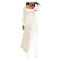 Bridal Long Sleeve Wedding Chiffon Bridal Gown A-line Formal Wedding Gown Floor-Length