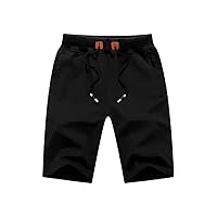 Men's Summer Breeches Shorts Cotton Casual Bermuda Black Beach Pants Classic Clothing