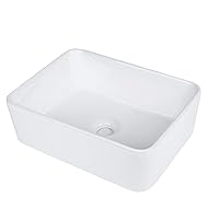 Ceramic Vessel Sink Rectangle Bathroom Sink Above Counter 16'' x 12'' Porcelain Sink Bowl, White