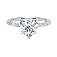 Kiara Gems 2.50 CT Heart Colorless Moissanite Engagement Ring for Women/Her Wedding Bridal Ring Sets, Eternity Sterling Silver Solid Gold Diamond Solitaire 4-Prong Set for Her