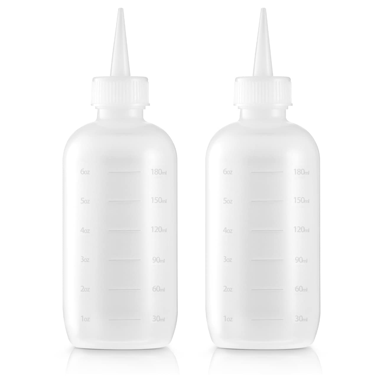Bar5F Applicator Bottles 6-Ounce Hair Color Styling Oil Treatment Translucent Measuring Scale, Pack of 2