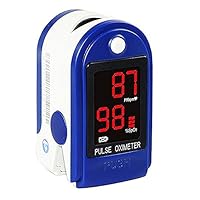 Concord Basics Blue Fingertip Pulse Oximeter Blood Oxygen Saturation Monitor with Carrying Case, Batteries, Silicone Cover and Lanyard