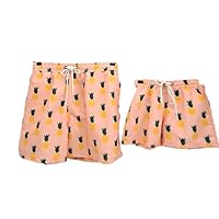 Father Son Matching Outfit in Pink-Yellow: Father Son Matching Swim Trunks, Father and Son Matching Swimsuit Dad- S