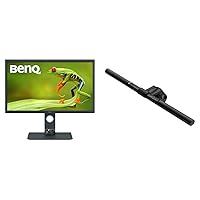BenQ SW321C 32 Inch 4K IPS Photo and Video Editing Computer Monitor & ScreenBar Monitor Light, LED Computer Monitor Lamp, Auto-Dimming, Hue Adjustment Features(Black)