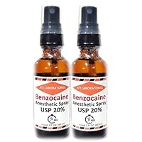 2x2oz Benzocaine 20% Solution Numbing liquid Spray - Premium Topical Anesthetic Pain Relief Spray - Cuts/burns/scrapes/Insect Bites/ Waxing and Skin Numb to Stop Pain - Extra Strength - USA Made