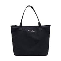 Canvas Storage Bag Shoulder Bag Handbag Shopping Bag Zipper Design Black