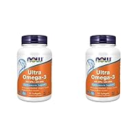 NOW Supplements, Ultra Omega-3 Molecularly Distilled and Enteric Coated, 90 Softgels (Pack of 2)