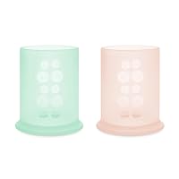 Olababy 100% Silicone Training Cup Bundle for Baby and Toddler (Mint + Coral)