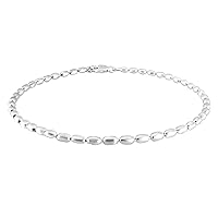 Trendy Flexible Silver Payal (Anklets) in Pure 92.5 Sterling Silver for Girls/Women | Gift for Women and Girls Medium (oval - 1 Pr)
