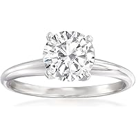 1.50 Ct Diamond Solitaire Engagement Ring - Solid 14K White Gold/925 Sterling Silver - D Color VVS1 Clarity Forever One Moissanite
