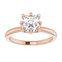 18K Solid Rose Gold Handmade Engagement Ring 1.00 CT Asscher Cut Moissanite Diamond Solitaire Wedding/Bridal Ring for Women/Her Gorgeous Ring