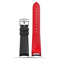 22mm Natural Rubber Silione watch band Special for Tudor Black Bay GMT Curved End Pin/Folding buckle Black Red greenWrist Strap