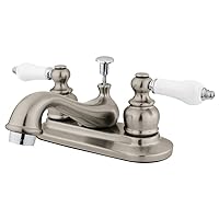 Kingston Brass KB607B Victorian 4-Inch Centerset Lavatory Faucet Retail Pop-Up, Brushed Nickel/Polished Chrome