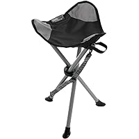 Travel Chair Slacker Chair for Camping, Black (1389VBK), Rip-Stop polyester, Adjustable Carry Strap for easy transport|Oversized Duck Feet for improved stabilit