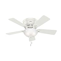 Hunter Fan Company 52138 Hunter 42-Inch Haskell Low Profile Indoor Living Room Ceiling 4 Blade Fan with Dimmable LED Light, Fresh White Finish