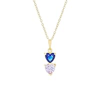 925 Sterling Silver Personalized Simulated Birthstone Custom Heart Drop Pendant Necklace