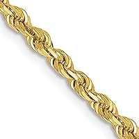 Solid 14K Yellow Gold 16 Inch 3mm Diamond-cut Quadruple Rope Lobster Lock Chain -16.0