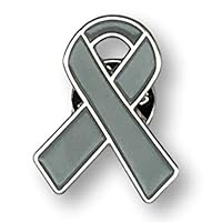 1 Gray Brain Tumor Awareness Jewelry-Quality Enamel Ribbon Pin With Clutch Clasp Pin - Show Your Support For Brain Tumor Awareness