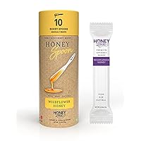 HONEY SPOON - 10 Individually Sealed Spoonfuls of 100 Percent Pure, Raw & Unfiltered Premium Grade Wildflower Honey, Non-GMO - All Natural Sweetener - by Honey Love, 0.25 Ounce