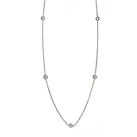 Platinum Diamond Stations Cable Chain Necklace