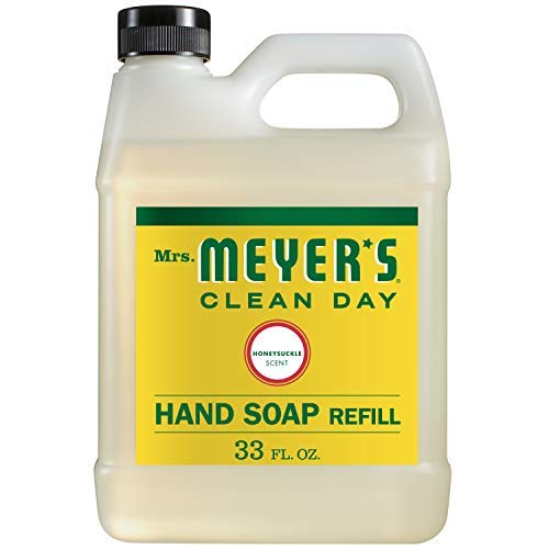 Mrs. Meyer's Hand Soap Refill, Made with Essential Oils, Biodegradable Formula, Honeysuckle, 33 fl. oz - Pack of 6